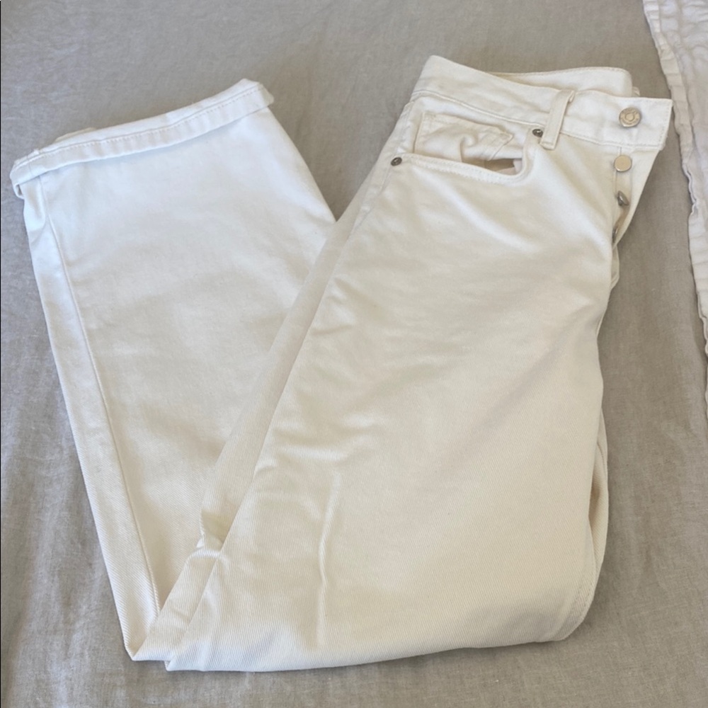 Cream canvas straight leg